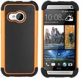 HTC One Mini 2 (M8) Hard Case Cover Zwart Oranje