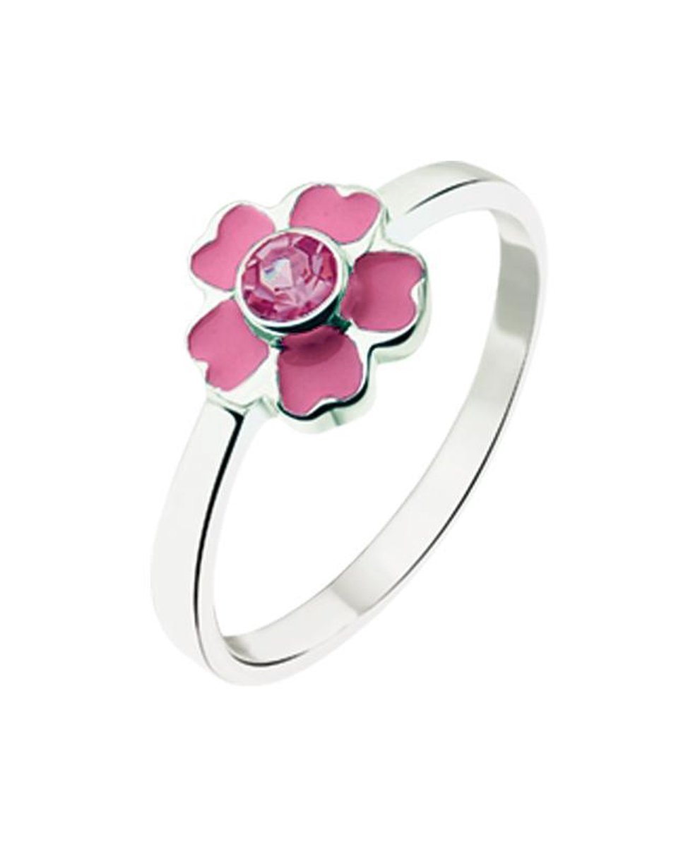The Kids Jewelry Collection Ring Bloem Zirkonia - Zilver