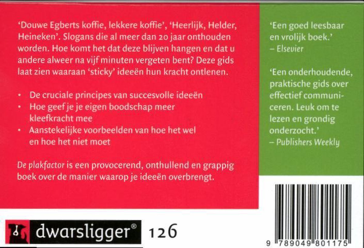 Plakfactor Dwarsligger, Chip Heath 9789049801175 Boeken