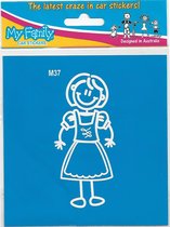 Moeder in dirndl - autosticker - wit - 10,7 cm hoog