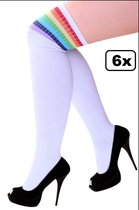 6x Lieskousen wit met regenboog strepen