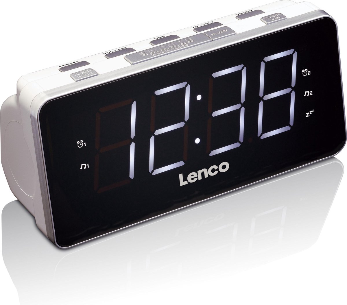 Lenco CR-18 - Wekkerradio met USB-poort en groot LED display - Wit