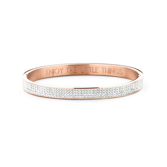 CO88 Collection Sparkle 8CB Stalen Bangle met Kristallen - One-size mm) - / Wit