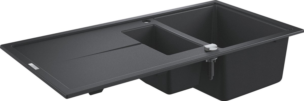 GROHE K400 Composiet 1,5 Spoelbak met afdruipgedeelte - 100cm - Inbouw - Met overloop en automatische afvoer - Granite Black