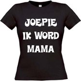 Joepie ik word mama t-shirt  maat M Dames zwart