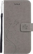 Shop4 - Samsung Galaxy S10 Plus Hoesje - Wallet Case Vlinder Patroon Grijs