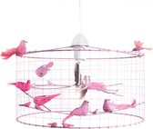 Hanglamp Kinderkamer met vogeltjes-Vichy Roze-Kinderkamer-Babykamer-Woonkamer-Hal-Kantoor-Ø40cm.