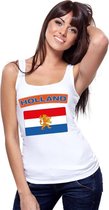 Singlet shirt/ tanktop Hollandse vlag wit dames L