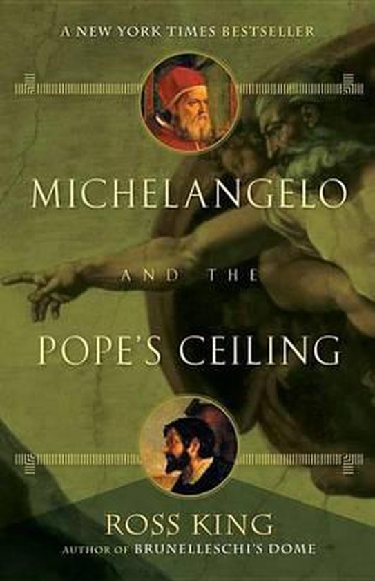 Boekcover van "Michelangelo and the Pope's Ceiling" met afbeeldingen van Michelangelo en de Paus, en tekst "A New York Times Bestseller".