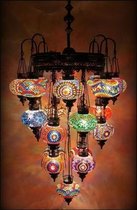 Oosterse lamp multicolour kroonluchter 16 bollen mozaïek