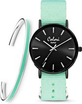 Colori XOXO 5 COL548 Horloge Geschenkset met Armband - Nato Band - Medium Groen - ø 36 mm