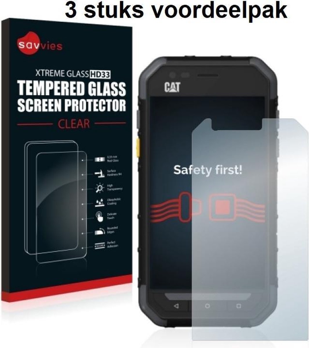 3 stuks Cat S30 Tempered Glass Screen Protector, Caterpillar Cat S30 voordeel-verpakking