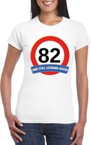 Verkeersbord 82 jaar t-shirt wit dames XL