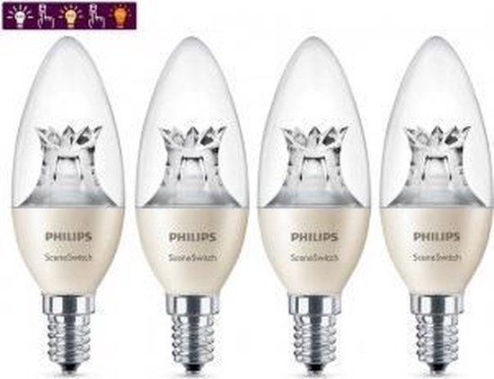 Philips LED SceneSwitch 5.5-4-2W E14 Warm Wit kaars (4 Stuks) | bol.com