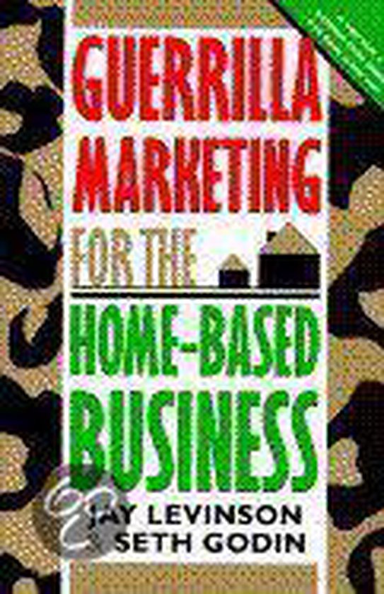 Boek "Guerilla Marketing voor de thuisgebaseerde onderneming" met camouflagepatroon.