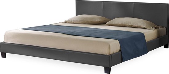 Houten bed Barcelona met bedbodem 140x200 cm donkergrijs