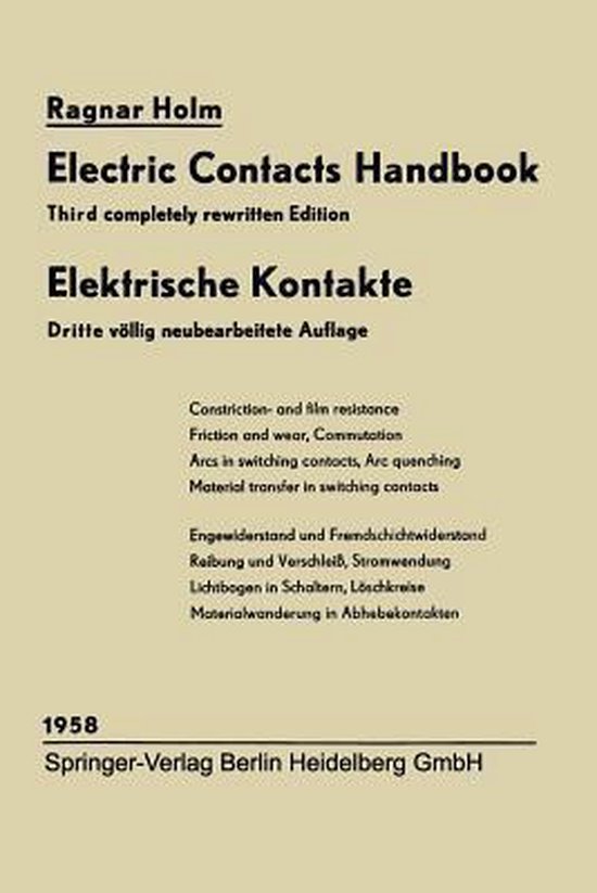 Elektrische Kontakte / Electric Contacts Handbook 9783662237908