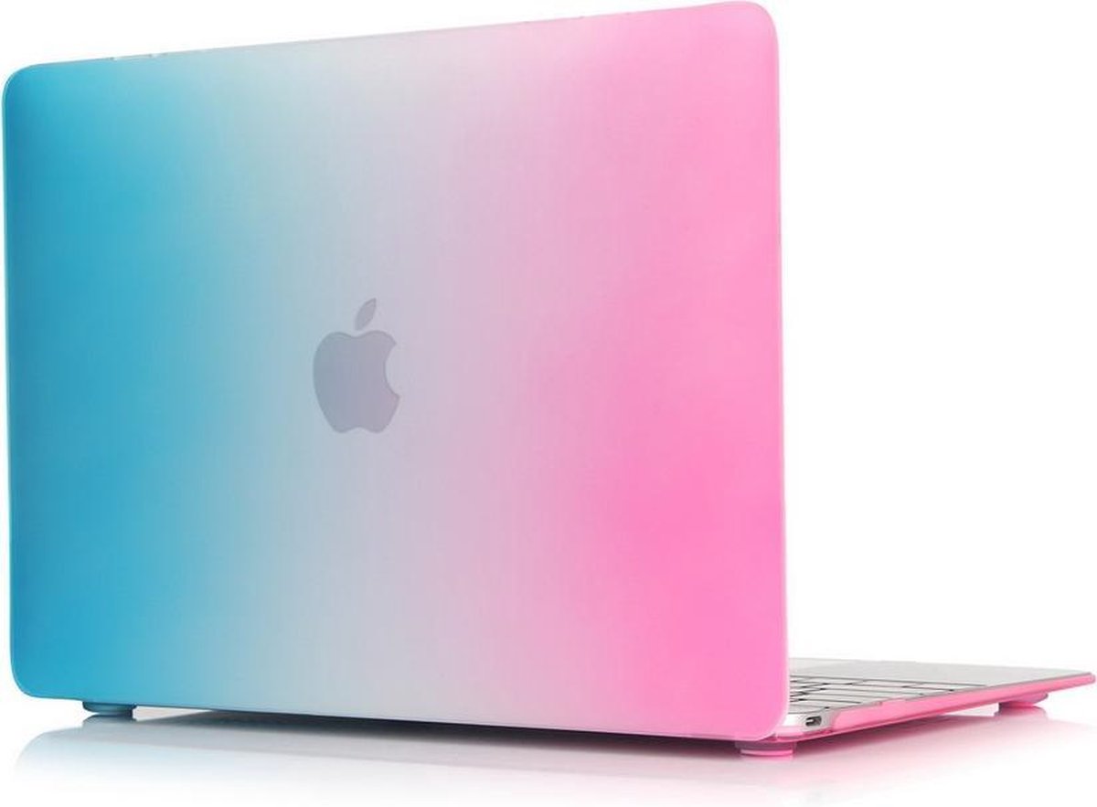 Macbook Case voor Macbook Air 13 inch t/m 2017 - Laptop Cover - Regenboog Motief Blauw Pink
