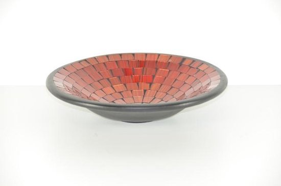 fruitschaal - glasmozaiek met aardewerk - 38 cm - red gold - fair trade uit Indonesië