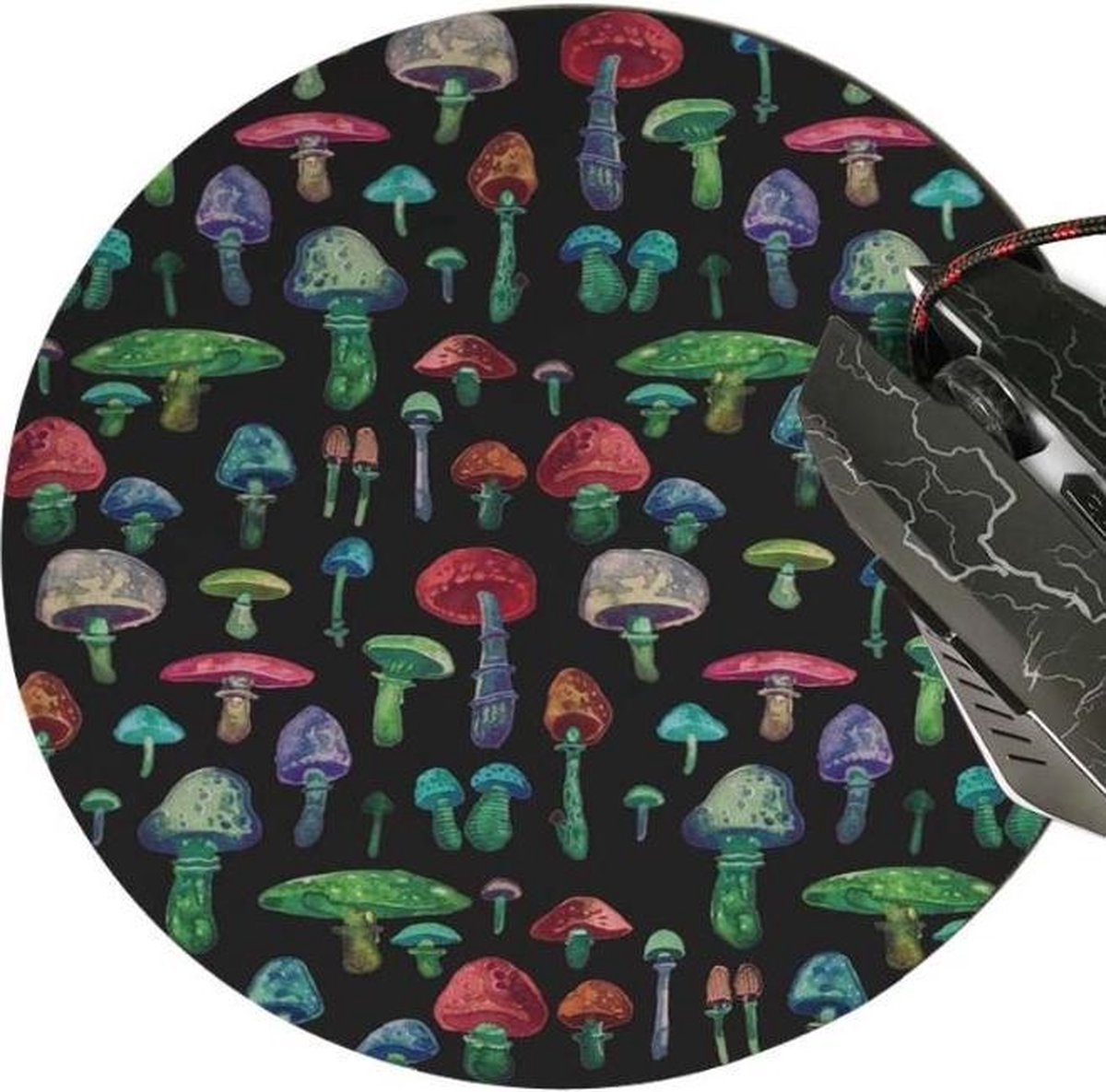 muismat Paddestoel zwart - met textiel toplaag - rond 20 cm