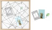 Dresz Fotolijst met Elastieken voor Collage | Inclusief 3 Trendy Kaarten | 50 x 50 cm | Bruin | Hout