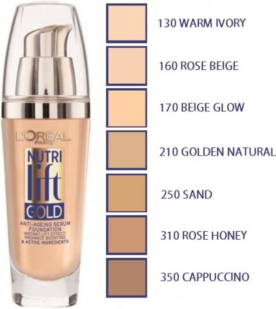L'Oréal Nutri Lift Gold Anti-Ageing Serum Foundation - 250 Sand | bol.com