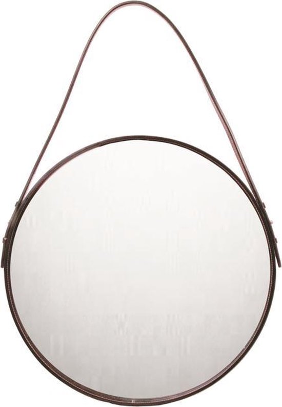 Spiegel rond ø40cm met zwart lederen ophangband - spiegel - zwart - leer -  ø40cm | bol.com