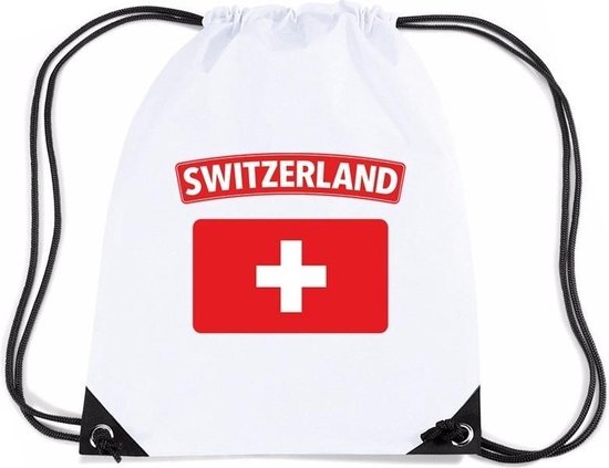 Suisse sac à dos / sac de sport en nylon avec cordon de serrage blanc avec  drapeau suisse | bol.com