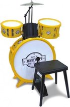 Zilverkleurige 4-delige drumset met kruk
