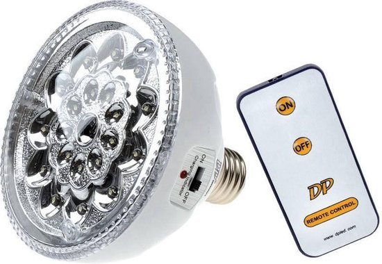 gemeenschap verwarring Geval E27 Oplaadbare Led Lamp op Accu met afstandsbediening, 2.2 Watt - Kleur  LED's Koud Wit | bol.com
