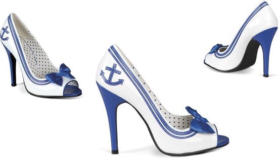 blauw witte schoenen