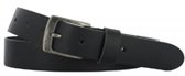 Leren Riem - Zwart - 3,5 cm Breed - Met Vierkante Gesp - Dames Riem - Heren Riem - Maat 115 (totale lengte 130) - 100% Leer - Broek Riem - Pantalon Riem