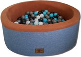 Ballenbak - stevige ballenbad - 90 x 40 cm - 200 ballen - wit, grijs, zwart en lichtblauw