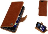 MP Case® Bruin PU Leer booktype hoes Huawei P10