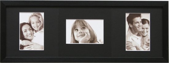 Deknudt Frames multifotolijst - zwart - passe-partout - 3x 13x18 cm