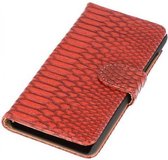 Snake Bookstyle Wallet Case Hoesjes voor LG Optimus L70 Rood