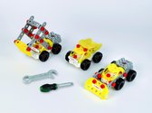 Klein Toys Bosch 3in1 Bouwpakket bouwteam - 57 onderdelen - incl. blauwdrukken voor 3 bouwvoertuigen, momentsleutel en schroevendraaier - geel rood
