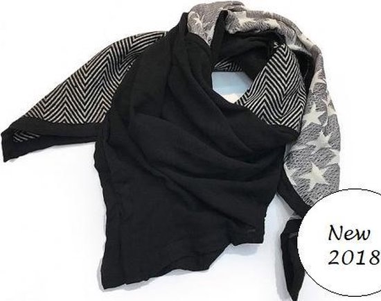 Gave vierkante zwarte sjaal met sterren en strepen | bol.com