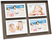 Deknudt Frames fotolijst S68DK9 P4 - taupe/wit - hout - 4x 10x10 cm