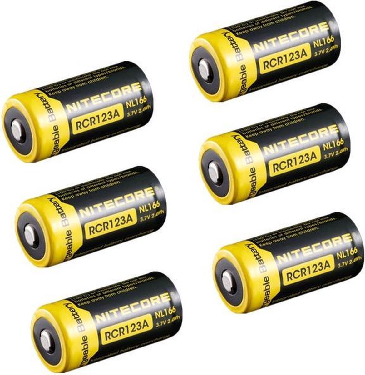 6 Stuks - Nitecore RCR123A Li-ion NL166 650mAh 3.7V