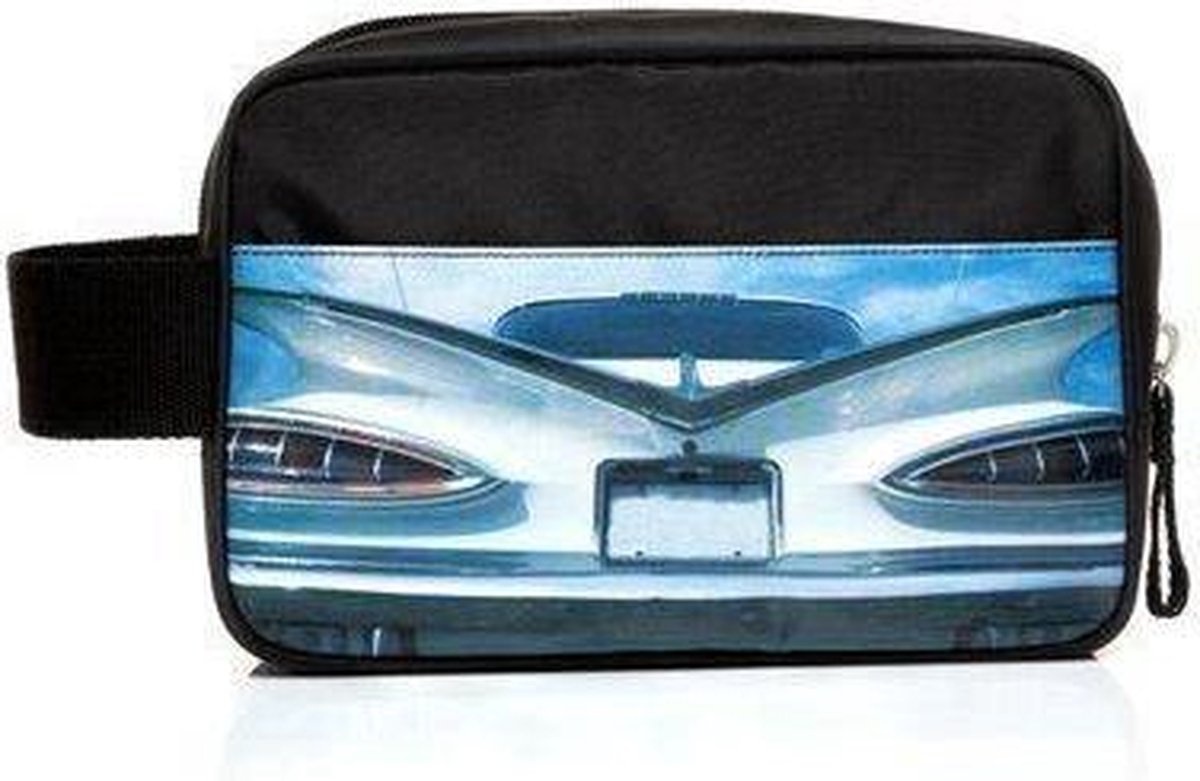 Cimi Heren Toilettas Groot met Cadillac Print - 5 Vakken - Reistas -Toilettasje met Rits- en Zijdraagband - 26 x 10 x 17 cm