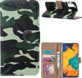 Xssive Hoesje voor Samsung Galaxy A30 A305 - Book Case - Camouflage Groen