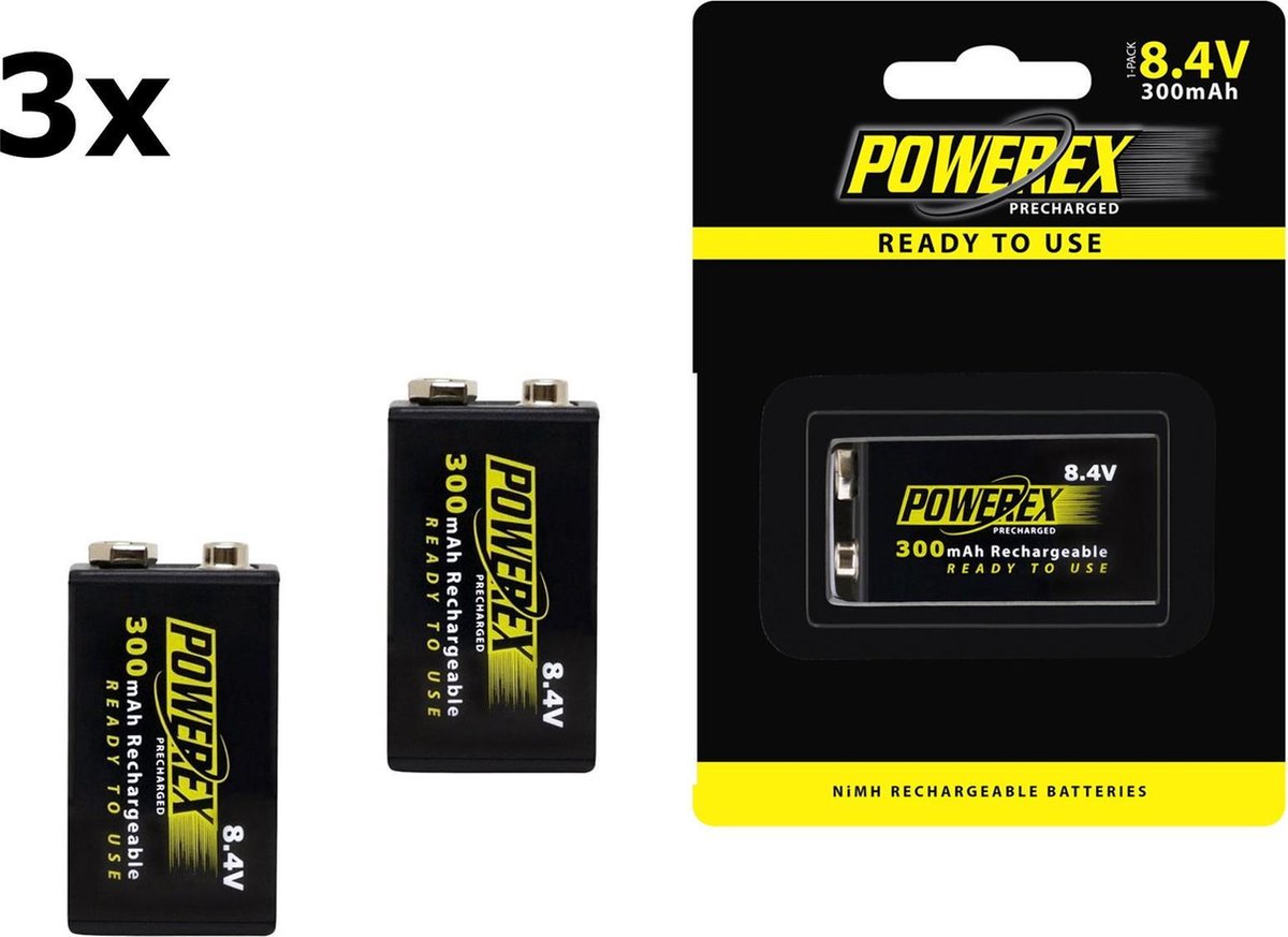 3x Blister Powerex Precharged 8.4V 300mAh oplaadbaar