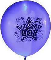 Illooms Blue It's a Boy Ballons avec lumières LED pour la naissance du fils - 20 pièces - 23x23x23 cm | Décoration pour la fête de naissance | Décoration | Ballon | Douche de bébé