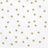 20x serviettes de Noël avec étoiles dorées 33 cm
