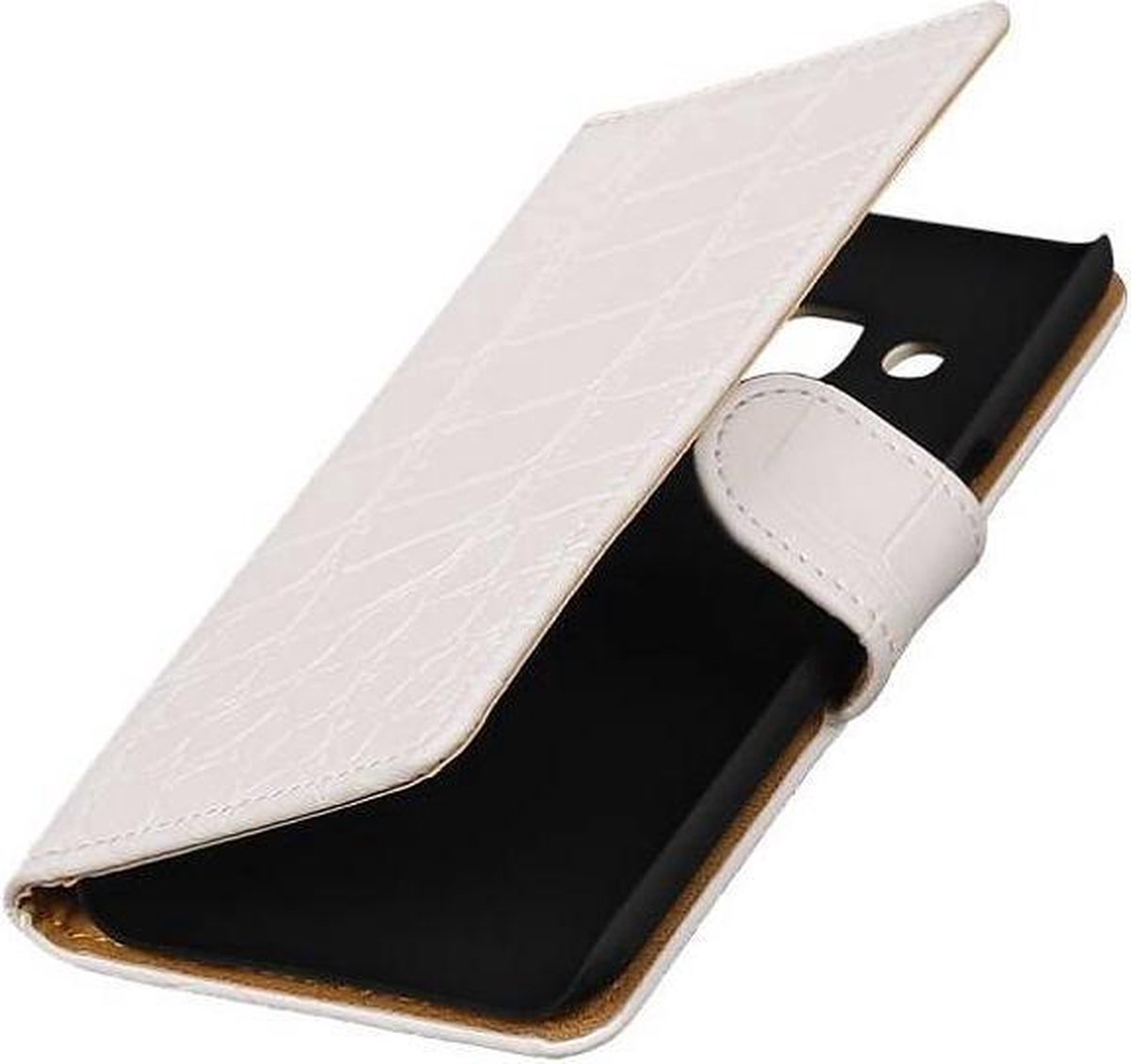 Krokodil Bookstyle Hoes Geschikt voor Samsung Galaxy J2 J200F Wit