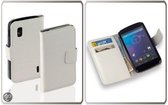 LELYCASE Bookstyle Wallet Case Flip Cover Bescherm Hoesje LG Nexus 4 Wit