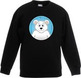 Kinder sweater zwart met vrolijke ijsbeer print - ijsberen trui 14-15 jaar (170/176)