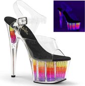 Pleaser Sandaal met enkelband, Paaldans schoenen -36 Shoes- ADORE-708SRS Paaldans schoenen Multicolours/Transparant