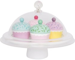 Speelgoedeten - Cupcakes - Met stolp - Hout - 6dlg